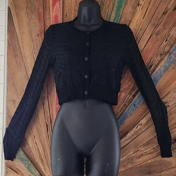 Vintage Missoni knit wool/cotton/viscose  black cropped sweater/cardigan Sz XS-S - Picture 3 of 9